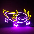 Cute axolotl neon sign pink yellow LED wall art