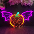 Halloween pumpkin bat wings neon sign multicolor LED