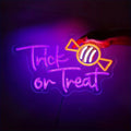 Trick or Treat Halloween neon sign purple orange LED