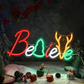 Believe Christmas Multicolor Neon Sign 410x190mm
