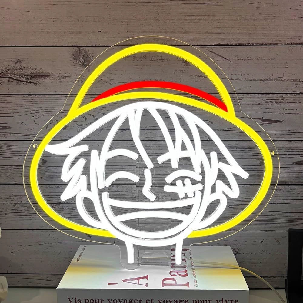Luffy Straw Hat Face Tricolor Neon Sign 350x320mm