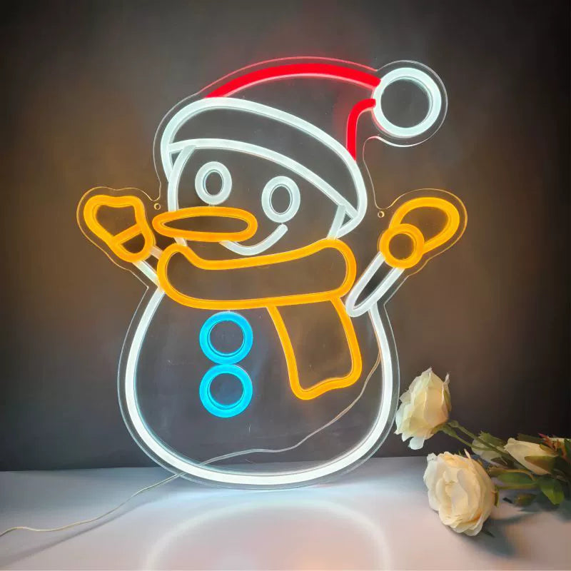 Snowman Full Body Multicolor Neon Sign 400x340mm