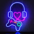 Gaming Headset Heart Controller Multicolor Neon Sign 410x290mm