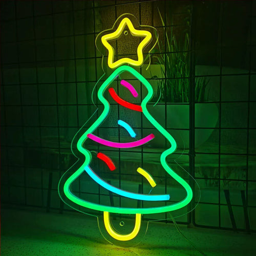 Christmas Tree Star Multicolor Neon Sign 400x243mm