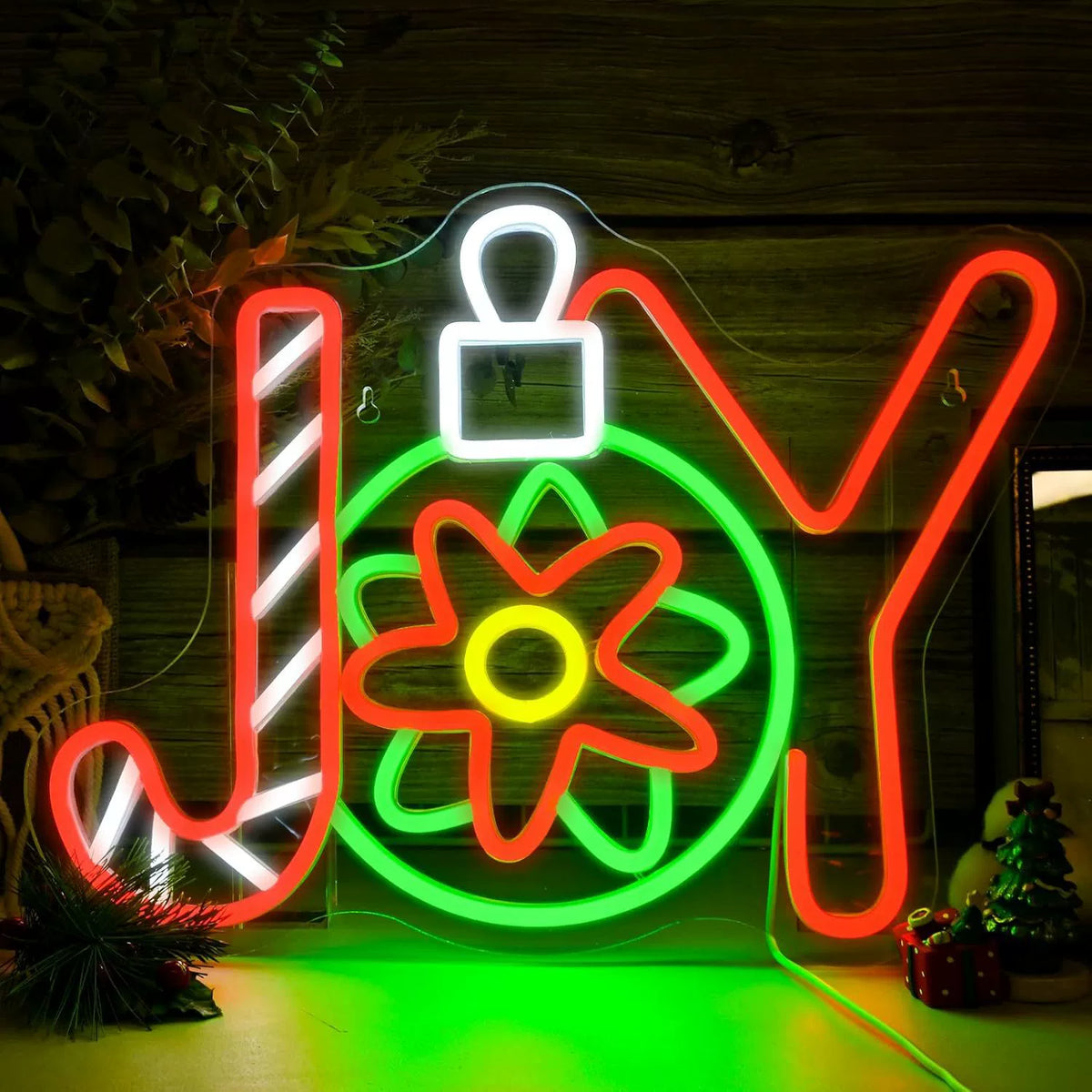 JOY Christmas Ornament Multicolor Neon Sign 380x280mm