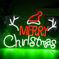 Merry Christmas Antler Santa Hat Tricolor Neon Sign 420x270mm