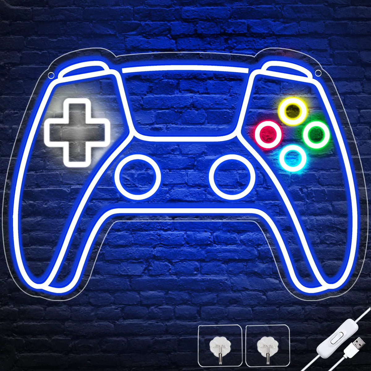 PS-Style Game Controller Multicolor Neon Sign 410x280mm