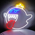 King Boo Ghost Crown White Multicolor Neon Sign 340x320mm