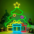 Christmas Tree Gift Boxes Multicolor Neon Sign 410x320mm