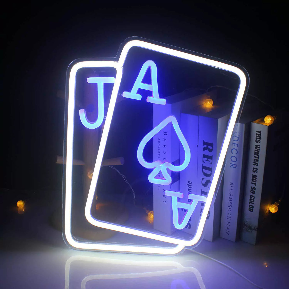 Blackjack Playing Cards Dual Color Neon Sign 400x310mm