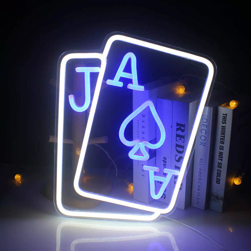 Blackjack Playing Cards Dual Color Neon Sign 400x310mm