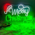 Merry Christmas Santa Hat Tricolor Neon Sign 410x310mm