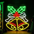 Christmas Jingle Bells Holly Multicolor Neon Sign 330x320mm