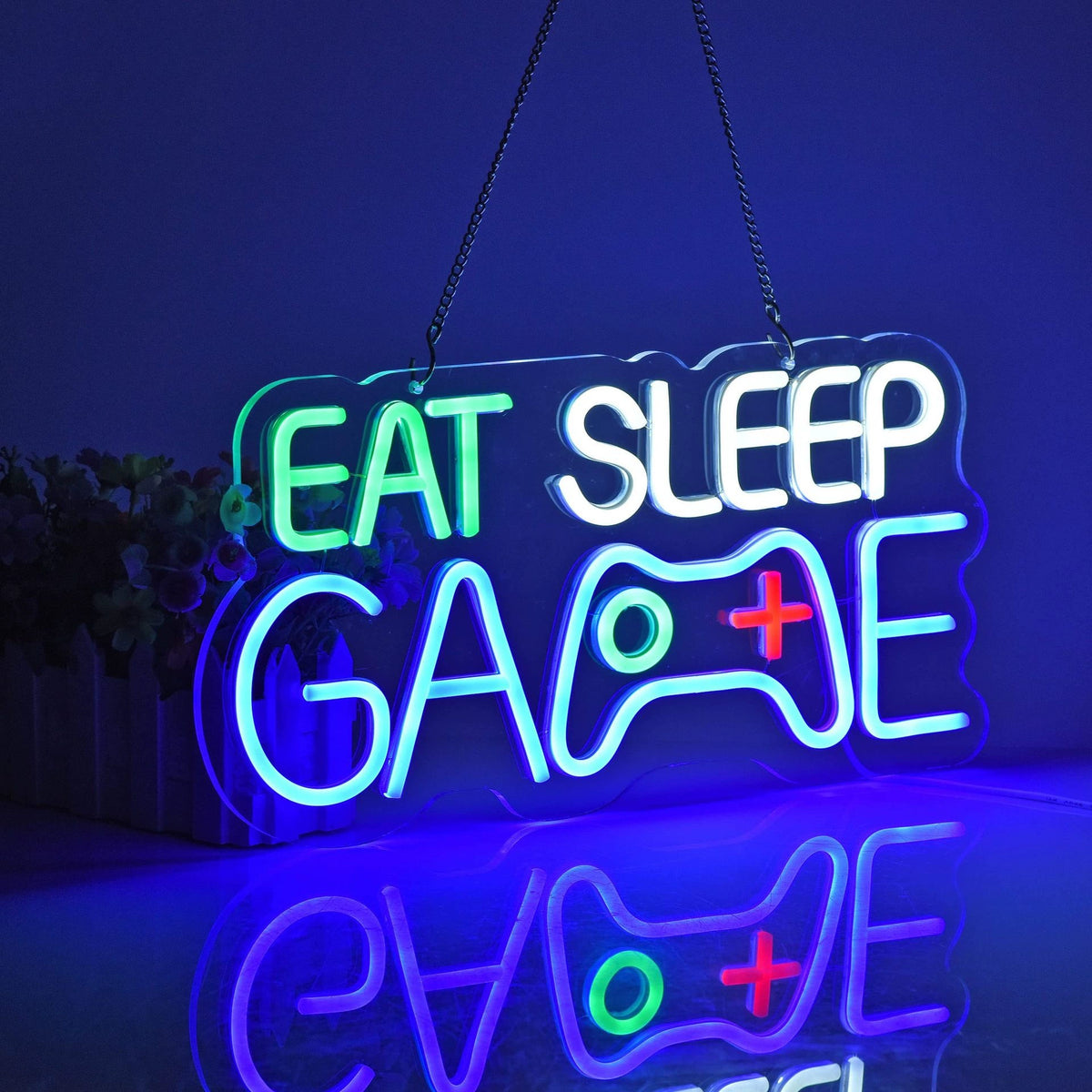 Eat Sleep Game with Controller Tricolor Neon Sign 420x200mm