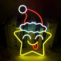 Christmas Star Santa Hat Wink Tricolor Neon Sign 420x320mm