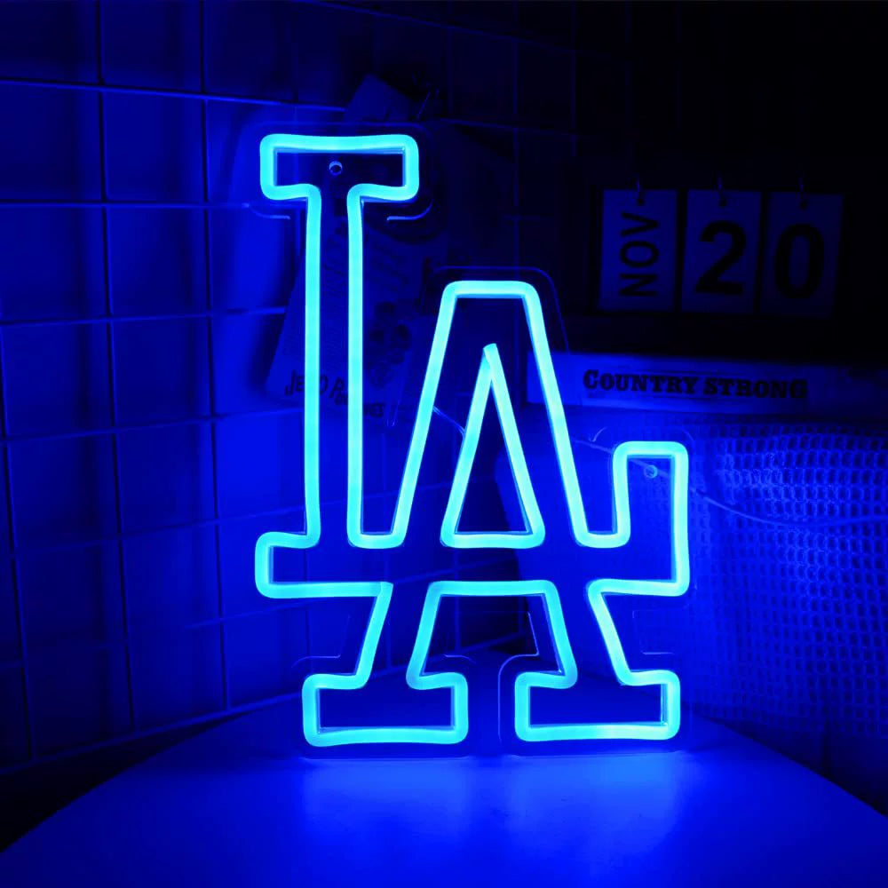 LA Dodgers Logo Cyan Blue Neon Sign 340x240mm