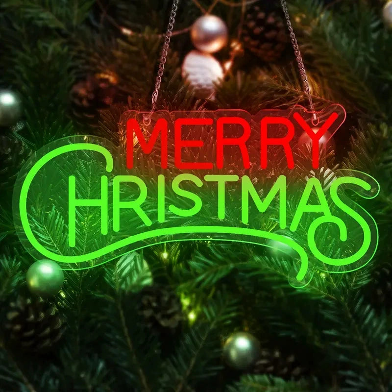 Merry Christmas Bold Dual Color Red Green Neon Sign 400x195mm