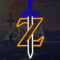 Zelda Master Sword Z Logo Tricolor Neon Sign