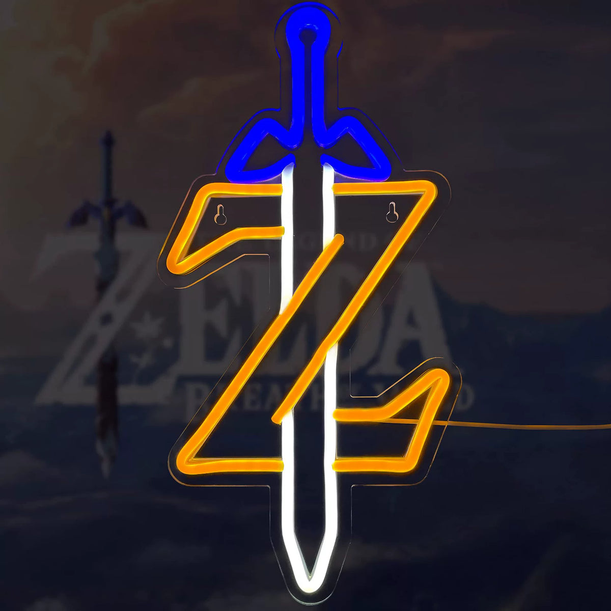 Zelda Master Sword Z Logo Tricolor Neon Sign