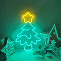 Christmas Tree Star Dual Color Cyan Yellow Neon Sign 350x230mm