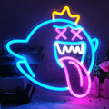 King Boo XX Eyes Crown Tricolor Neon Sign 320x310mm
