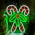 Christmas Candy Canes Bow Tricolor Neon Sign 400x320mm