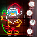 Surfing Santa Claus Multicolor Neon Sign 375x300mm