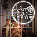Let It Snow Circle Snowflake White Neon Sign 295x295mm