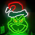 Grinch Face Santa Hat Tricolor Neon Sign 375x275mm
