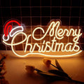 Merry Christmas Warm White Santa Hat Neon Sign 427x210mm