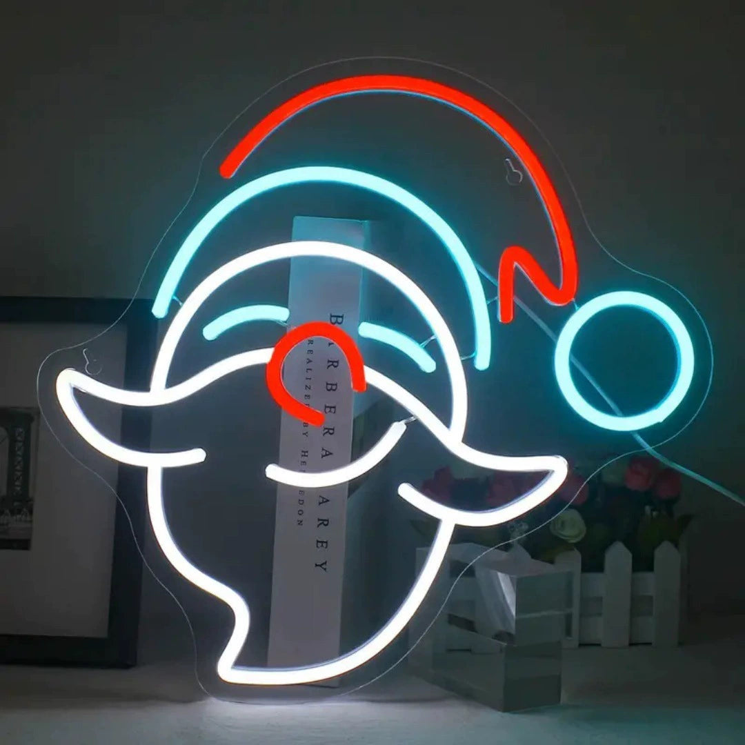 Santa Claus Side Profile Tricolor Neon Sign 360x330mm