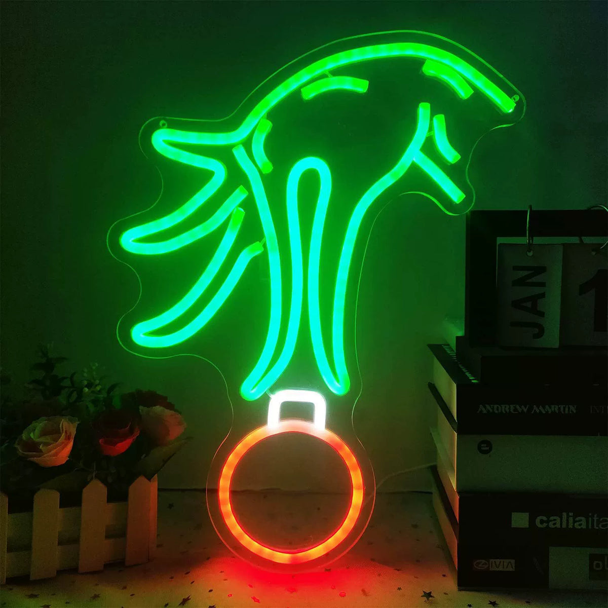 Tropical Palm Tree Christmas Ornament Tricolor Neon Sign 400x290mm