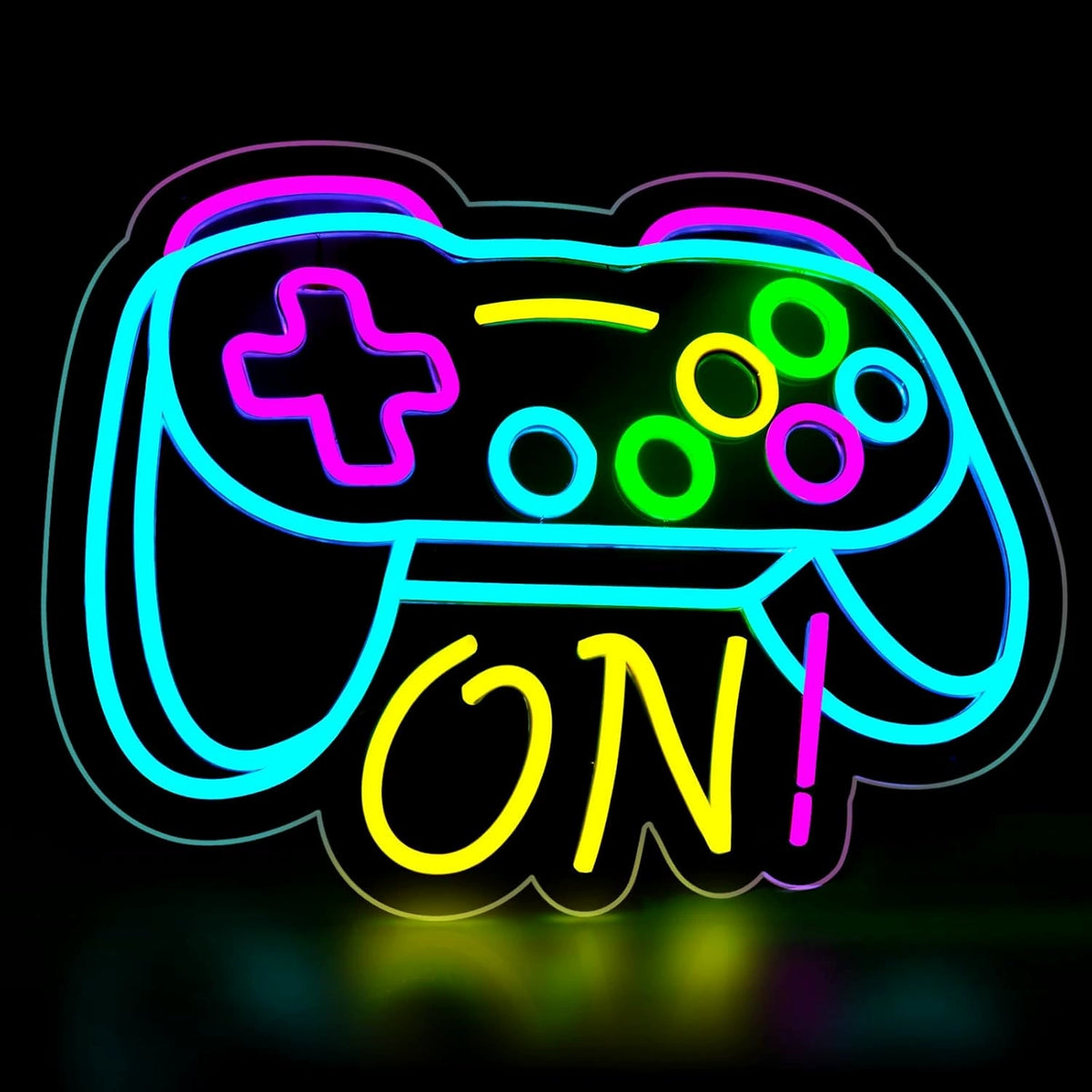 GAME ON Controller Shaped Multicolor Neon Sign 410x320mm