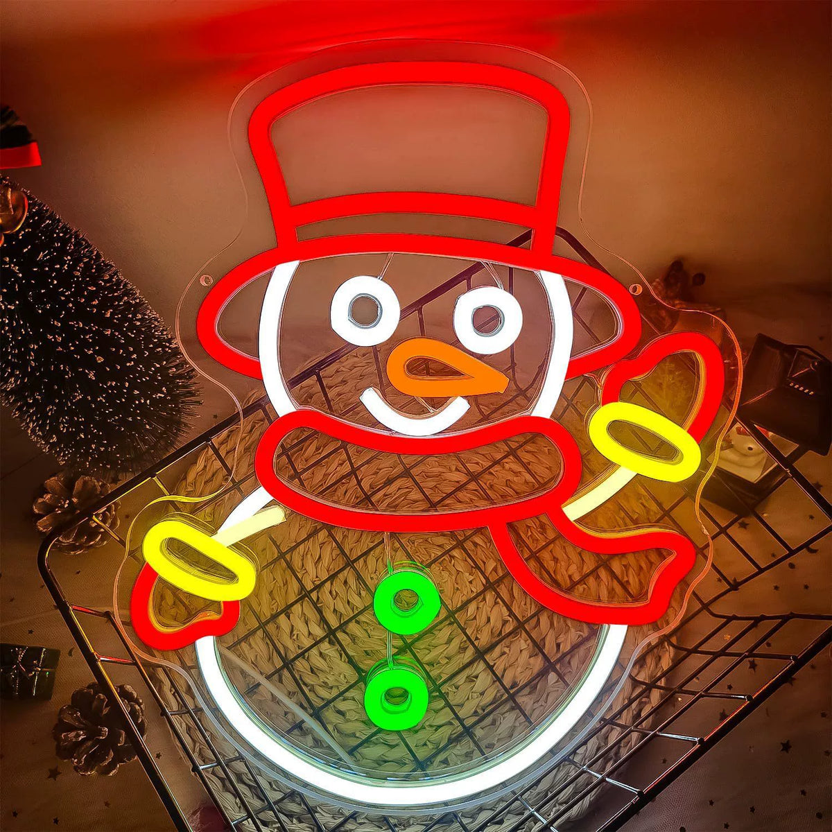 Snowman Face Multicolor Neon Sign 348x273mm