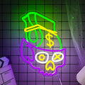 Money Skull with Cap Multicolor Neon Sign 400x280mm