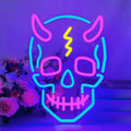 Devil Skull with Lightning Tricolor Neon Sign 430x321mm