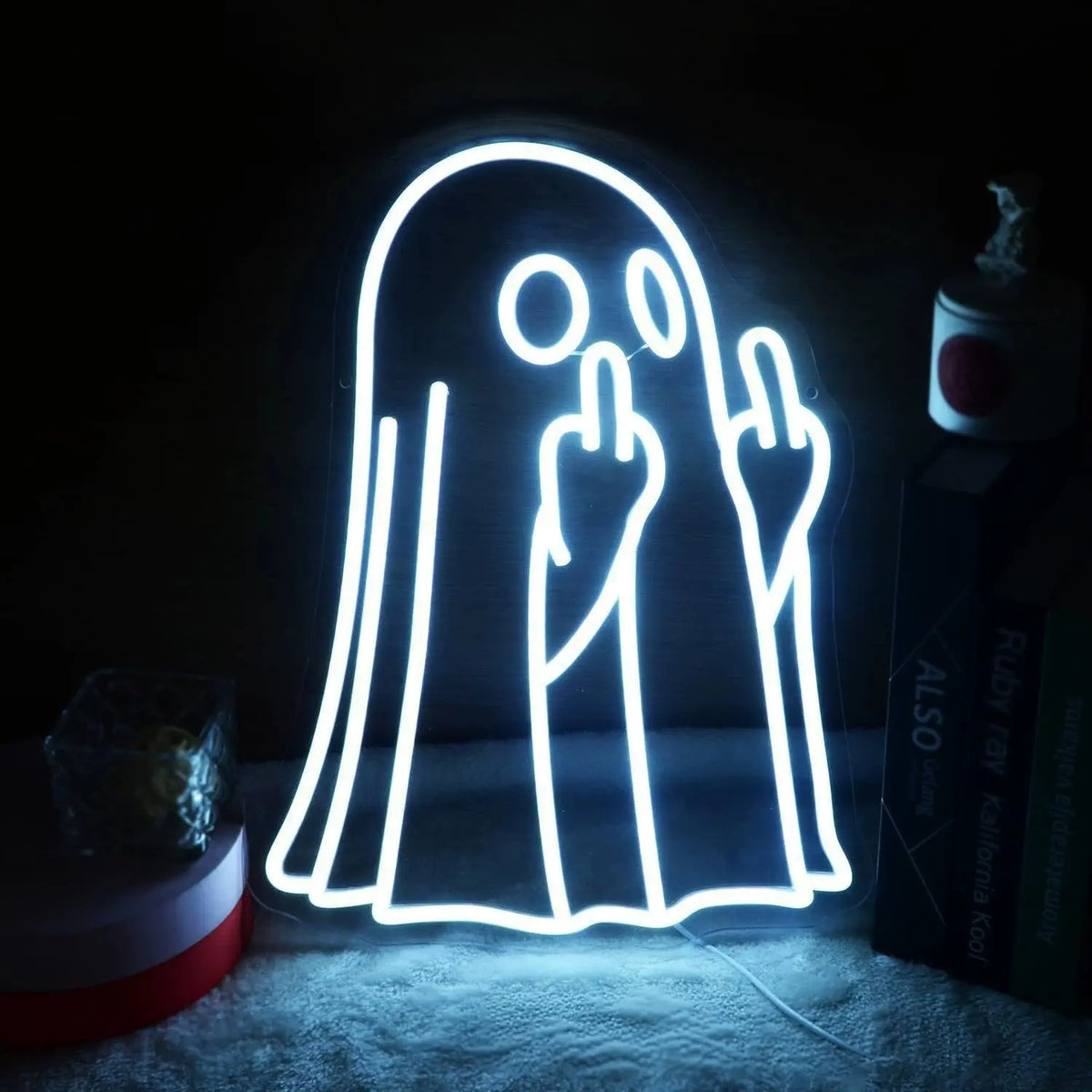Rude Ghost White Neon Sign 425x325mm