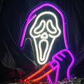 Scream Ghost Face with Knife Tricolor Neon Sign 380x250mm