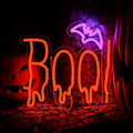 BOO! with Bat Dual Color Neon Sign 330x320mm