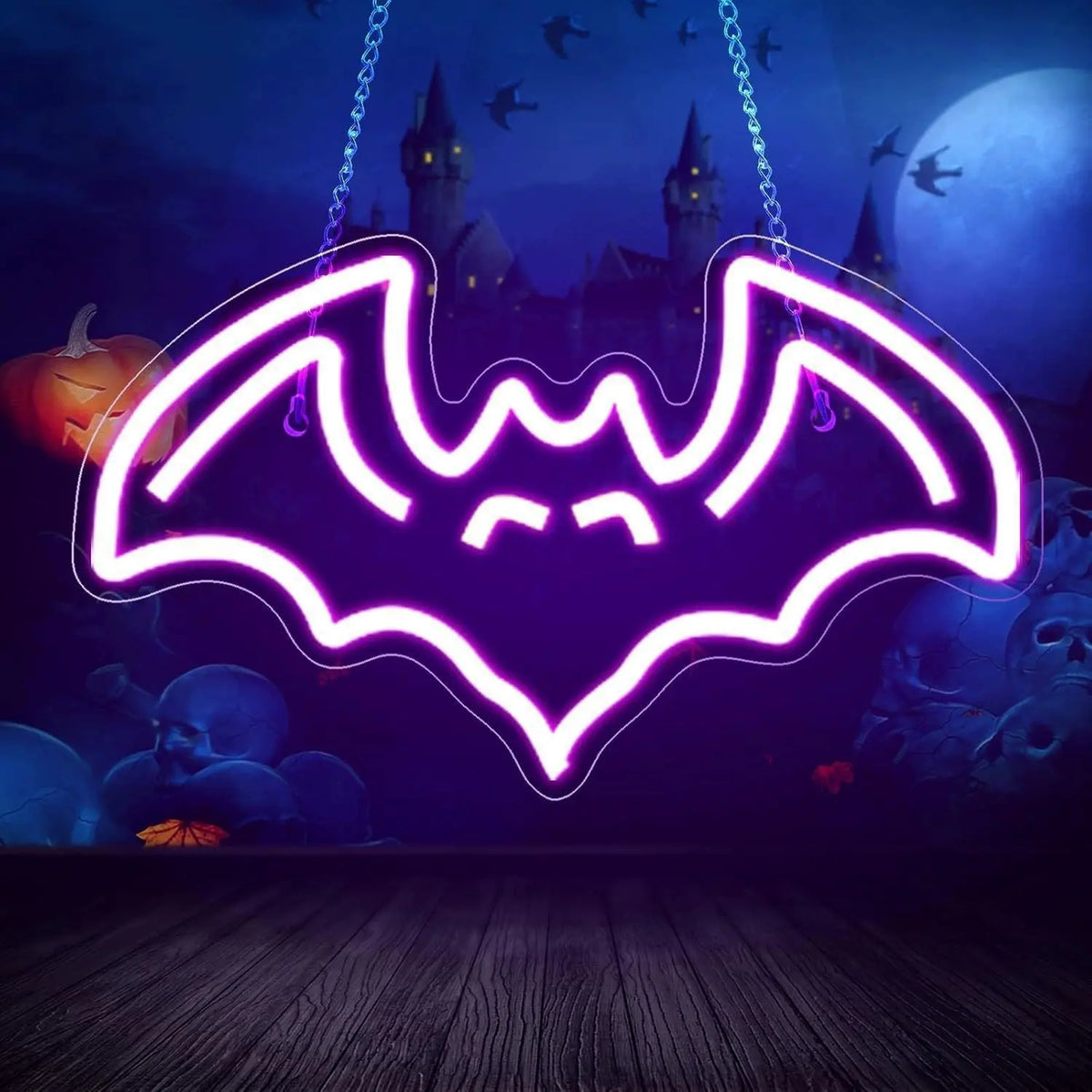 Bat Purple Neon Sign 290x220mm